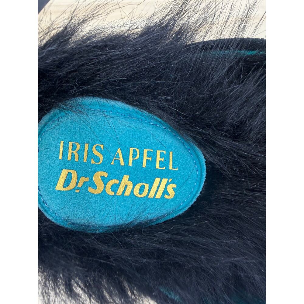 Dr. Scrolls x Iris Apfel Leather Faux Fur Mule Size 8 Black Artsy Maximalist - Picture 8 of 11